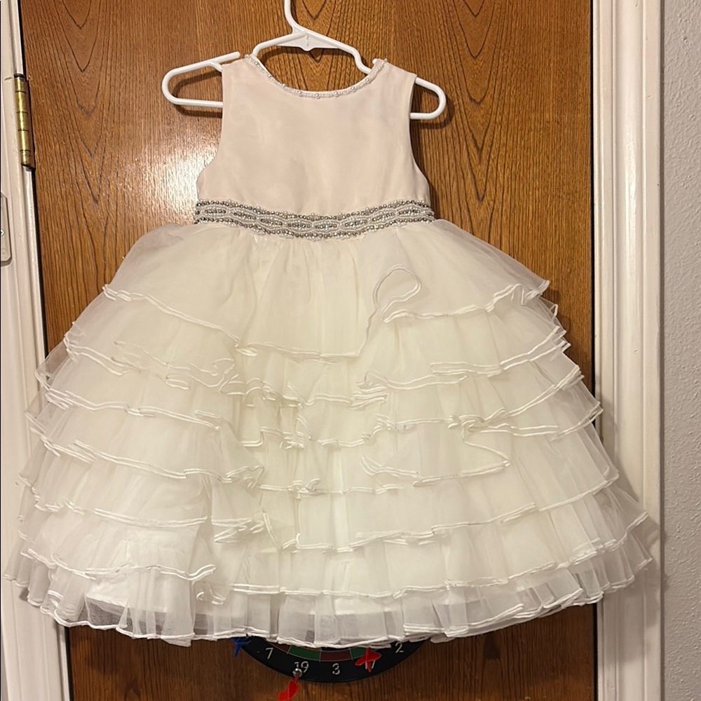 Charming Ivory Ruffled Kids Dress